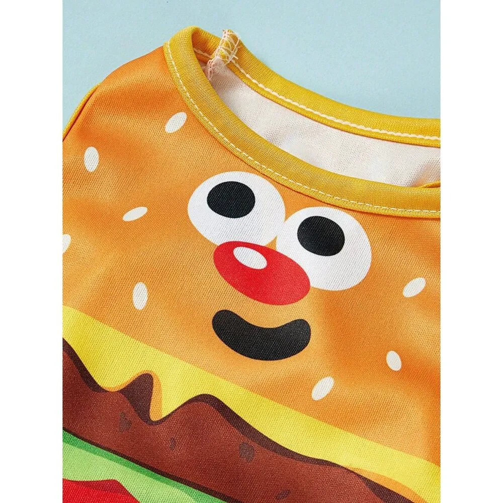 Dog Pet Burger Costume Puppy Cat Outfit Hamburger Lghtwt Shirt Halloween NWT Sm